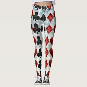 Leggings Guêtres d'impression de costume de carte de jeu d