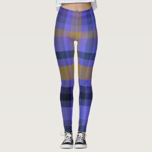 Leggings Guêtres d'or bleues de plaid