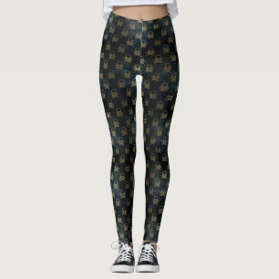 Leggings Guêtres d'or de crâne et d'os croisés