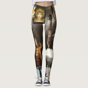 Leggings Guêtres drôles avec l'image enveloppée de guita