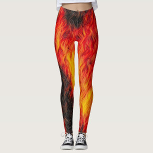 Leggings Guêtres d'un rouge ardent du feu