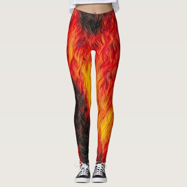 Leggings Guêtres d'un rouge ardent du feu (Devant)