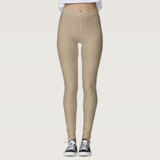 Leggings Guêtres en cuir beiges de Faux