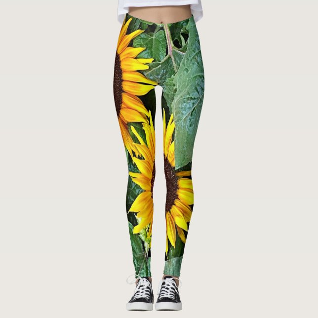 Leggings Guêtres ensoleillées de tournesol (Devant)