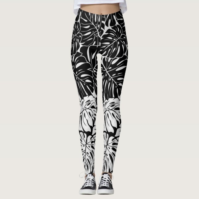 Leggings Guêtres feuillues de B&W (Devant)