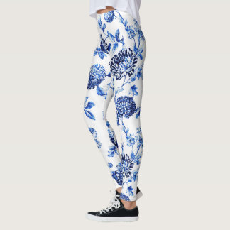 Leggings Guêtres florales bleues de Capri Toile