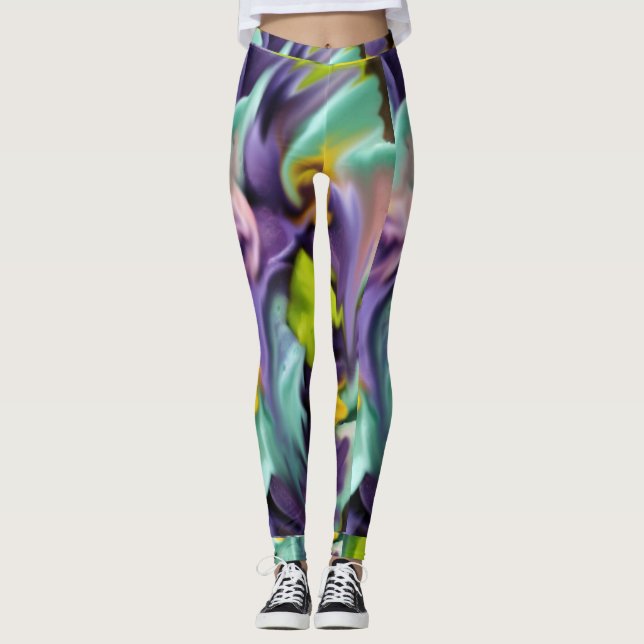 Leggings Guêtres florales de tache (Devant)