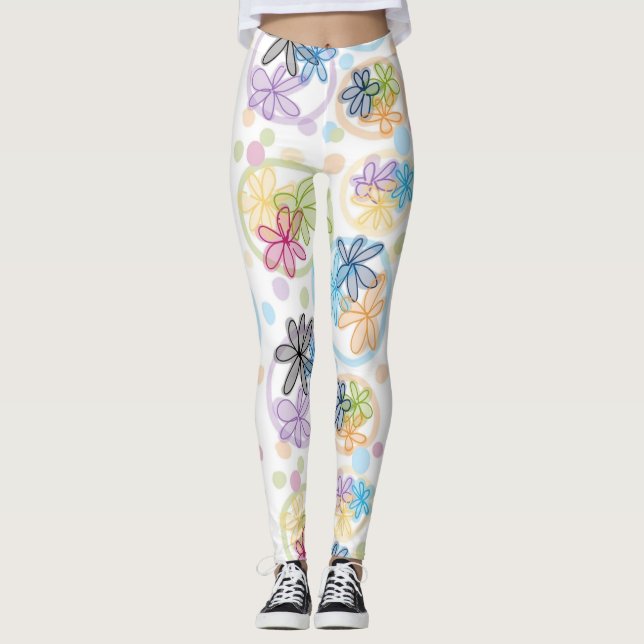 Leggings Guêtres florales linéaires (Devant)