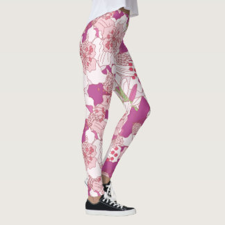Leggings Guêtres florales roses de rhododendron