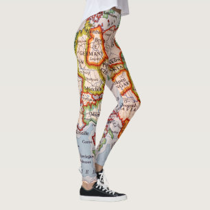 Leggings Guêtres géographiques colorées de carte du monde