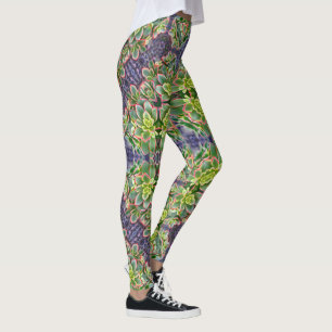 Leggings Guêtres géométriques succulentes vertes