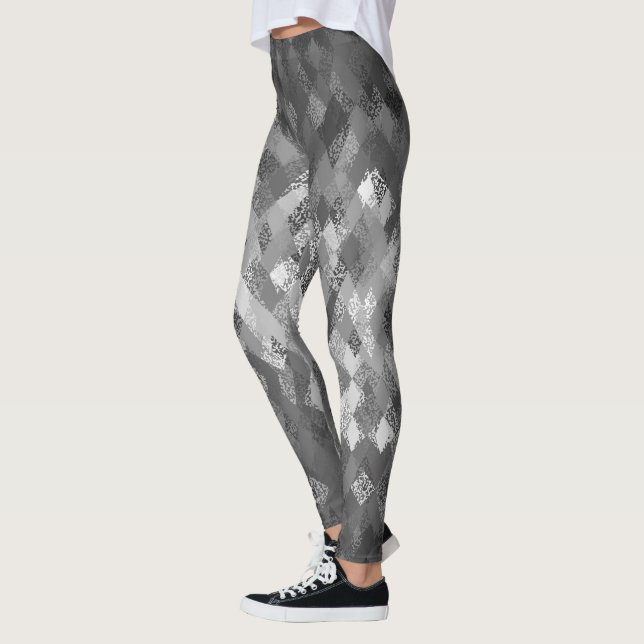 Leggings Guêtres grises de motif de harlequin de (Gauche)