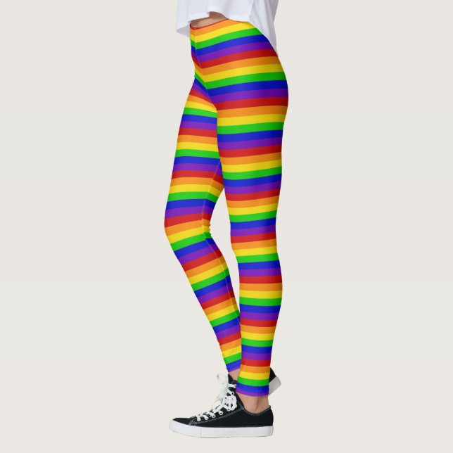 Leggings Guêtres heureuses lumineuses de mode d'arc-en-ciel (Gauche)