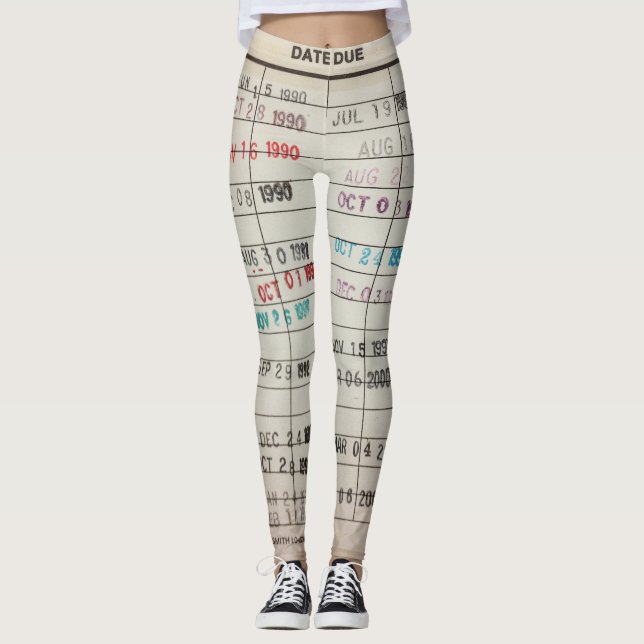 Leggings Guêtres imprimables de cartes de bibliothèque (Devant)