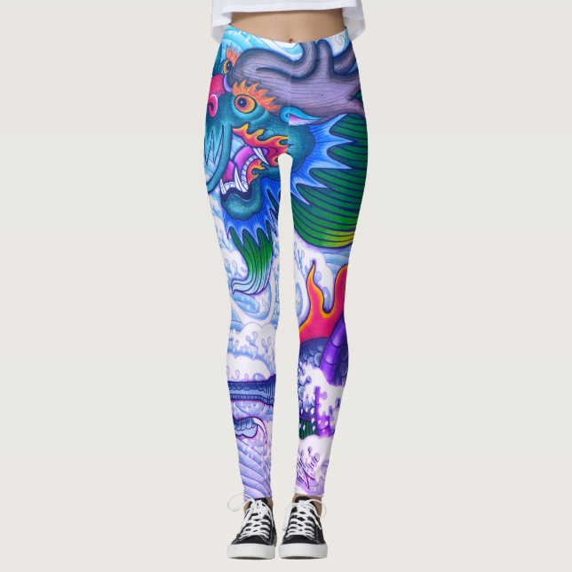 Leggings Guêtres IMPRIMÉES de DRAGON (Devant)