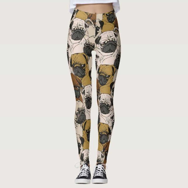 Leggings Guêtres imprimées par motif de chien de race de (Devant)