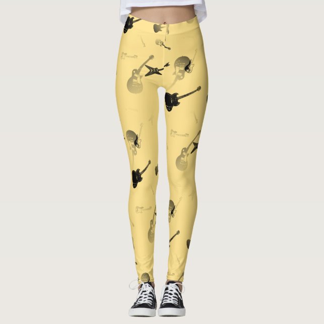 Leggings Guêtres jaune-clair de couleur de roche de (Devant)