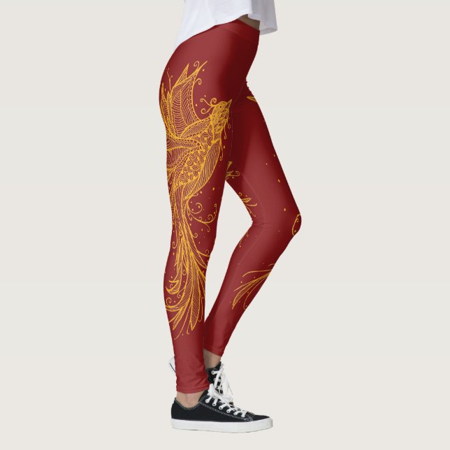Leggings Guêtres jumelles d'or de rouge de Phoenix (Droite)