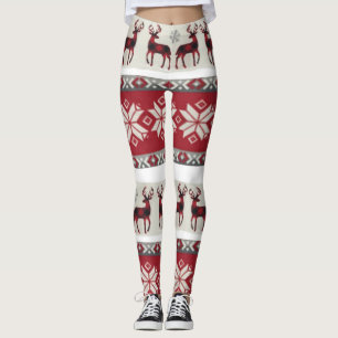 Leggings Guêtres justes rouges et blanches d'île