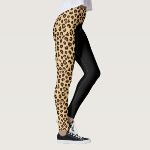 Leggings Guêtres latérales de rayure d'empreinte de léop