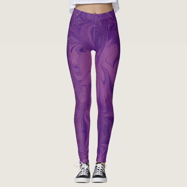 Leggings Guêtres marbrées par pourpre amorti (Devant)