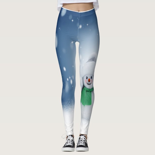 Leggings Guêtres mignonnes de bonhomme de neige (Devant)