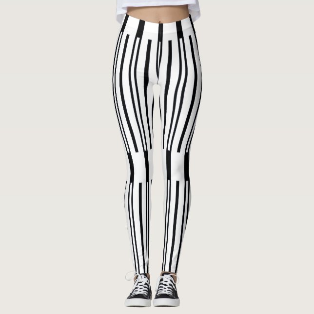 Leggings Guêtres mono modernes de rayures (Devant)