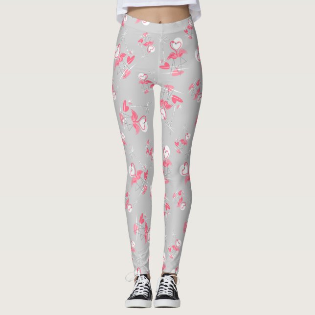 Leggings Guêtres multi d'amour de Flamant rose (Devant)