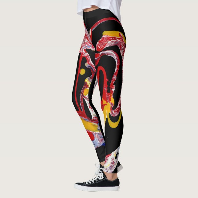 Leggings Guêtres noir et multicolore - "coeur fou " (Gauche)