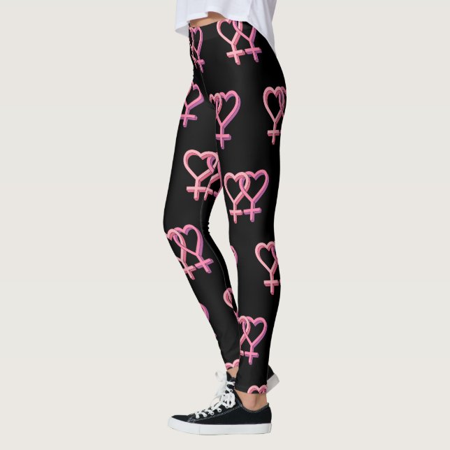 Leggings Guêtres noires avec le lgbt lesbien rose de (Gauche)