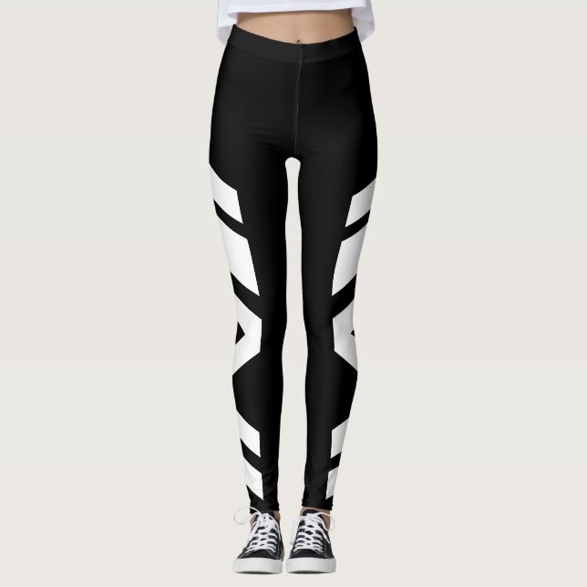 Leggings Guêtres noires/blanches de bande latérale (Devant)
