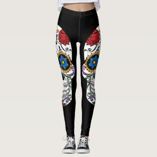Leggings Guêtres noires de crâne de sucre