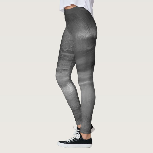 Leggings Guêtres noires de danse d'abrégé sur blanc gris (Gauche)