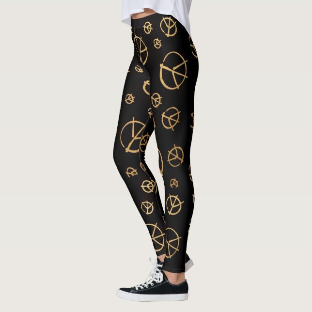 Leggings Guêtres noires de signe de paix (Gauche)