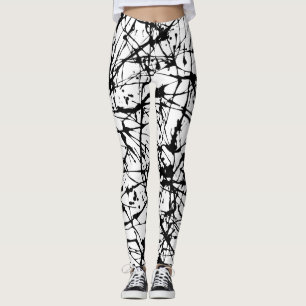 Leggings Guêtres noires d'éclaboussure de peinture