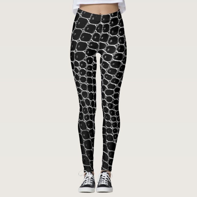 Leggings Guêtres noires d'impression de crocodile (Devant)