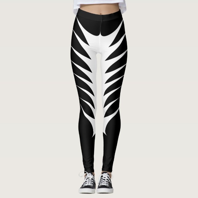 Leggings Guêtres noires et blanches (Devant)