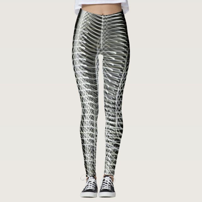Leggings Guêtres noires et blanches abstraites (Devant)