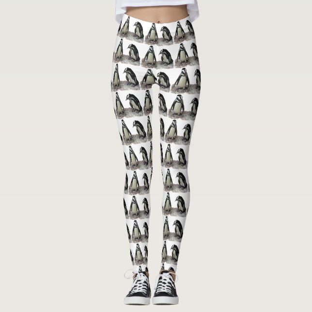 Leggings Guêtres noires et blanches d'animal d'oiseaux de (Devant)