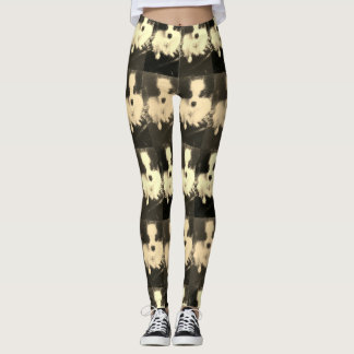Leggings Guêtres noires et blanches de concepteur de chien