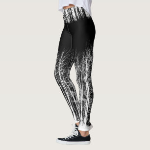 Leggings Guêtres noires et blanches de forêt de minuit