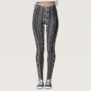 Leggings Guêtres noires et blanches d'impression de