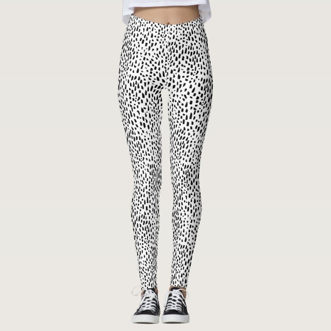 Leggings Guêtres noires et blanches repérées (Devant)
