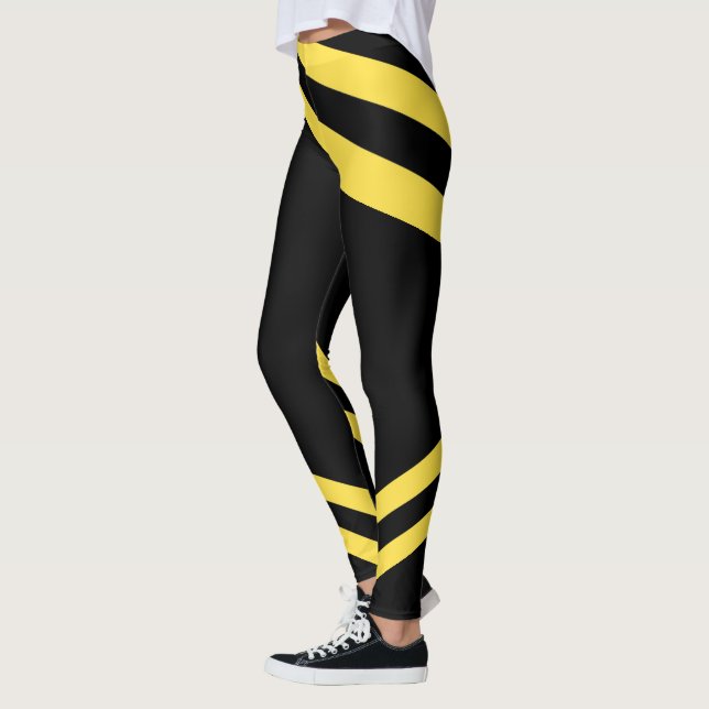 Leggings Guêtres noires et jaunes de séance d'entraînement (Gauche)
