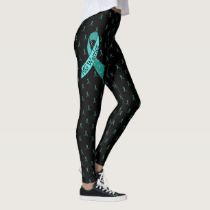 Leggings Guêtres noires et turquoises de MG de rubans