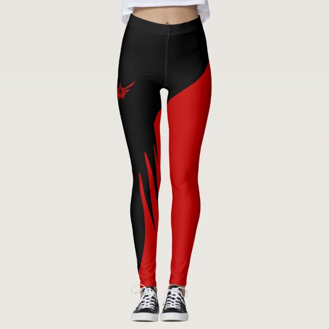 Leggings Guêtres noires rouges de séance d'entraînement (Devant)