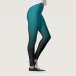 Leggings Guêtres noires turquoises d'Ombre<br><div class="desc">Un motif simple d'ombre,  couleur de gradient s'effacent de la sarcelle d'hiver pour noircir.</div>