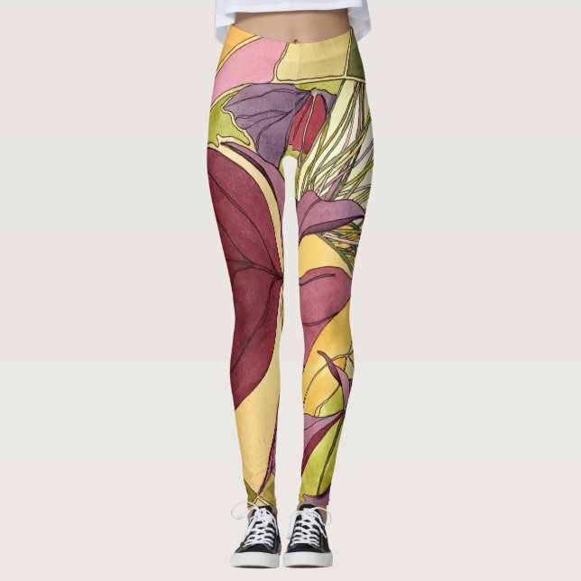 Leggings Guêtres pourpres d'Oxalis (Devant)