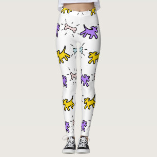 Leggings Guêtres pourpres jaunes 1 de style de graffiti