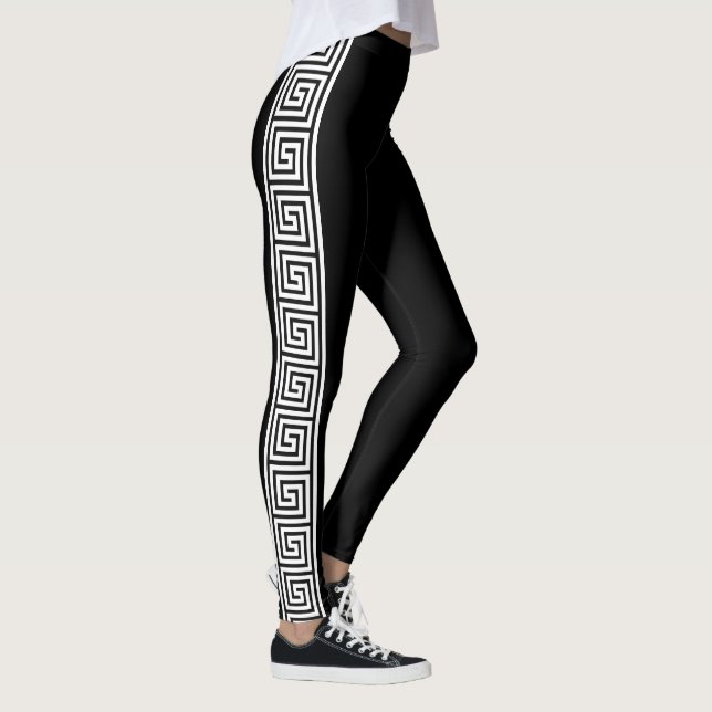 Leggings Guêtres principales grecques noires et blanches de (Droite)